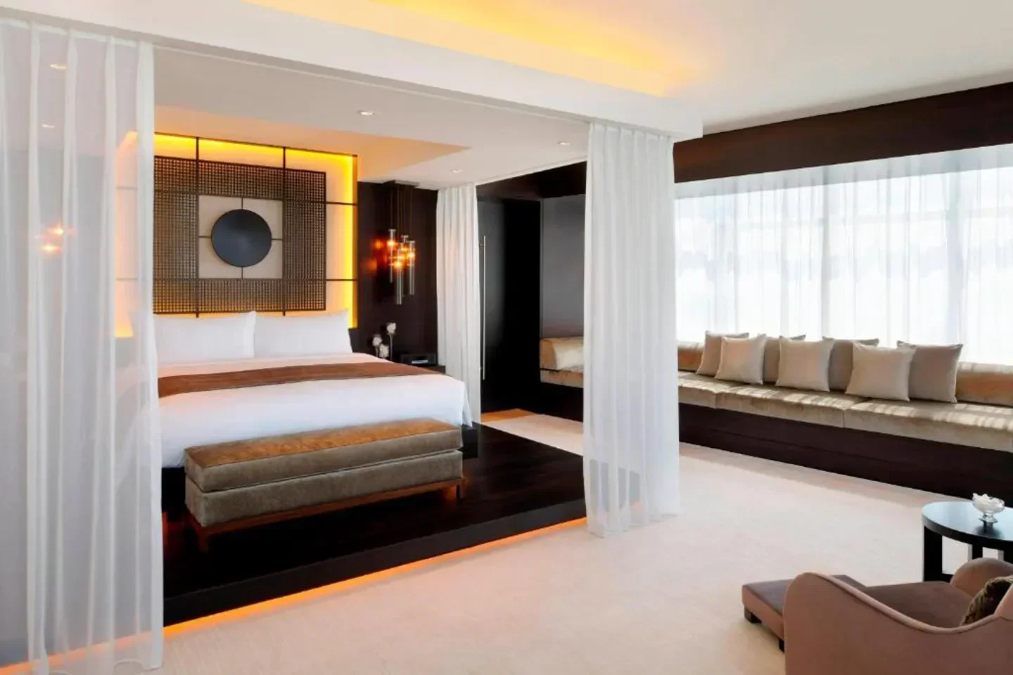 Luxury bedroom suite at JW Marriott Marquis Hotel Dubai, featuring modern design in Dubai.
