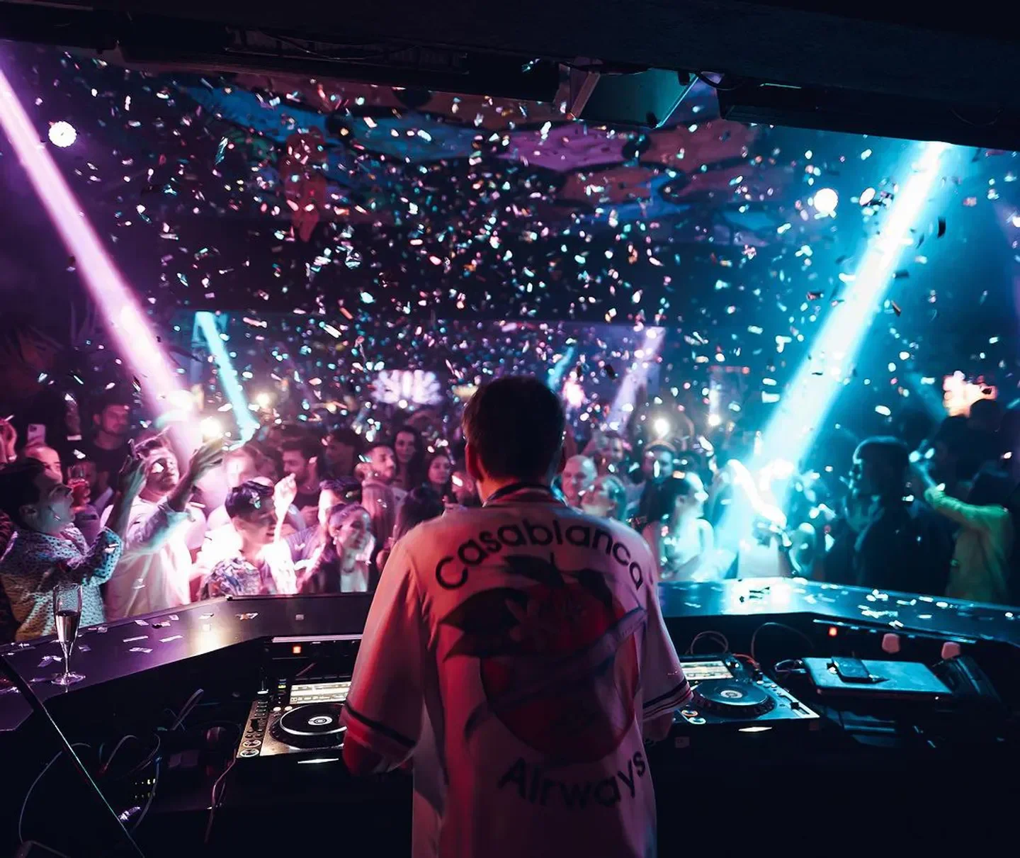 Confetti and DJ at The Penthouse nightclub in Dubai, a vibrant party scene.
