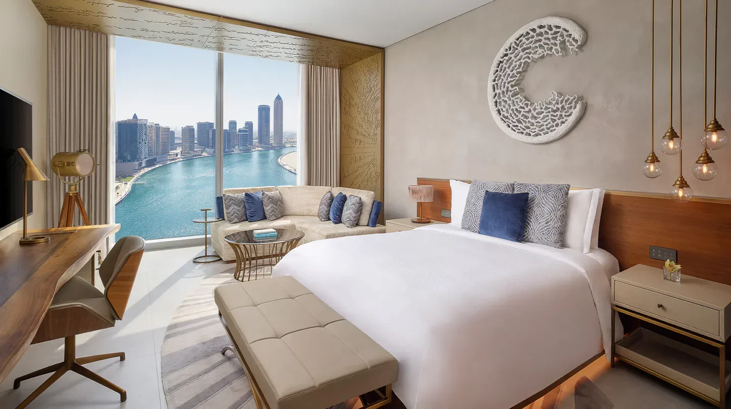 Luxury room at The St. Regis Downtown Dubai, with stunning views of Dubai skyline.